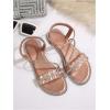 image:imageGORGLITTER Womens Rhinestone Flat Sandals Dressy Glitter Open Toe Sparkly Dress Summer Beach 2026 Slides ShosesChampagne Rhinestone