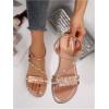 image:imageGORGLITTER Womens Rhinestone Flat Sandals Dressy Glitter Open Toe Sparkly Dress Summer Beach 2026 Slides ShosesChampagne Rhinestone