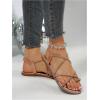 image:imageGORGLITTER Womens Rhinestone Flat Sandals Dressy Glitter Open Toe Sparkly Dress Summer Beach 2026 Slides ShosesLight Brown