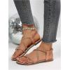 image:imageGORGLITTER Womens Rhinestone Flat Sandals Dressy Glitter Open Toe Sparkly Dress Summer Beach 2026 Slides ShosesLight Brown Glitter