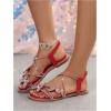 image:imageGORGLITTER Womens Rhinestone Flat Sandals Dressy Glitter Open Toe Sparkly Dress Summer Beach 2026 Slides ShosesRed