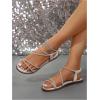 image:imageGORGLITTER Womens Rhinestone Flat Sandals Dressy Glitter Open Toe Sparkly Dress Summer Beach 2026 Slides ShosesWhite