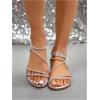 image:imageGORGLITTER Womens Rhinestone Flat Sandals Dressy Glitter Open Toe Sparkly Dress Summer Beach 2026 Slides ShosesWhite