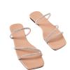 image:imageGORGLITTER Womens Rhinestone Wedding Flat Sandals Sparkly Prom Strappy Glitter Slip on Open Toe Bridal Slide SandalsApricot