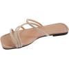 image:imageGORGLITTER Womens Rhinestone Wedding Flat Sandals Sparkly Prom Strappy Glitter Slip on Open Toe Bridal Slide SandalsApricot Strap