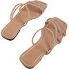 image:imageGORGLITTER Womens Rhinestone Wedding Flat Sandals Sparkly Prom Strappy Glitter Slip on Open Toe Bridal Slide SandalsApricot Strap