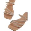 image:imageGORGLITTER Womens Rhinestone Wedding Flat Sandals Sparkly Prom Strappy Glitter Slip on Open Toe Bridal Slide SandalsApricot Strap
