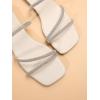 image:imageGORGLITTER Womens Rhinestone Wedding Flat Sandals Sparkly Prom Strappy Glitter Slip on Open Toe Bridal Slide SandalsBeige