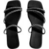 image:imageGORGLITTER Womens Rhinestone Wedding Flat Sandals Sparkly Prom Strappy Glitter Slip on Open Toe Bridal Slide SandalsBlack