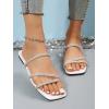 image:imageGORGLITTER Womens Rhinestone Wedding Flat Sandals Sparkly Prom Strappy Glitter Slip on Open Toe Bridal Slide SandalsSilver