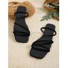 image:imageGORGLITTER Womens Rhinestone Wedding Flat Sandals Sparkly Prom Strappy Glitter Slip on Open Toe Bridal Slide SandalsSolid Black