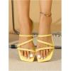 image:imageGORGLITTER Womens Rhinestone Wedding Flat Sandals Sparkly Prom Strappy Glitter Slip on Open Toe Bridal Slide SandalsYellow