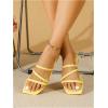 image:imageGORGLITTER Womens Rhinestone Wedding Flat Sandals Sparkly Prom Strappy Glitter Slip on Open Toe Bridal Slide SandalsYellow