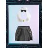 image:imageGORGLITTER Womens Sexy Teacher Lingerie Cosplay Costume Crop Top Striped Skirt Thong Set Secretary OutfitBlack and White