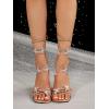 image:imageGORGLITTER Womens Sparkly Butterfly Lace Up Flat Sandals Criss Cross Strappy Tie Up Slide Sandals White 8Brown