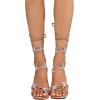 image:imageGORGLITTER Womens Sparkly Butterfly Lace Up Flat Sandals Criss Cross Strappy Tie Up Slide Sandals White 8Brown