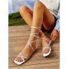 image:imageGORGLITTER Womens Sparkly Butterfly Lace Up Flat Sandals Criss Cross Strappy Tie Up Slide Sandals White 8White