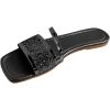 image:imageGORGLITTER Womens Sparkly Flat Sandals Square Open Toe Metallic Slip On Sandals Dressy 2026 TrendyBlack Strappy
