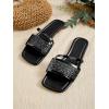 image:imageGORGLITTER Womens Sparkly Flat Sandals Square Open Toe Metallic Slip On Sandals Dressy 2026 TrendyBlack Strappy