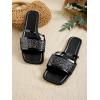 image:imageGORGLITTER Womens Sparkly Flat Sandals Square Open Toe Metallic Slip On Sandals Dressy 2026 TrendyBlack Strappy