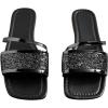 image:imageGORGLITTER Womens Sparkly Flat Sandals Square Open Toe Metallic Slip On Sandals Dressy 2026 TrendyBlack Strappy