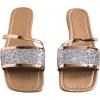 image:imageGORGLITTER Womens Sparkly Flat Sandals Square Open Toe Metallic Slip On Sandals Dressy 2026 TrendyChampagne