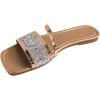 image:imageGORGLITTER Womens Sparkly Flat Sandals Square Open Toe Metallic Slip On Sandals Dressy 2026 TrendyChampagne