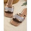 image:imageGORGLITTER Womens Sparkly Flat Sandals Square Open Toe Metallic Slip On Sandals Dressy 2026 TrendyChampagne