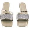 image:imageGORGLITTER Womens Sparkly Flat Sandals Square Open Toe Metallic Slip On Sandals Dressy 2026 TrendyGold Glitter