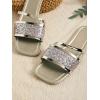 image:imageGORGLITTER Womens Sparkly Flat Sandals Square Open Toe Metallic Slip On Sandals Dressy 2026 TrendyGold Glitter