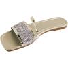 image:imageGORGLITTER Womens Sparkly Flat Sandals Square Open Toe Metallic Slip On Sandals Dressy 2026 TrendyGold Glitter