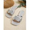 image:imageGORGLITTER Womens Sparkly Flat Sandals Square Open Toe Metallic Slip On Sandals Dressy 2026 TrendySilver