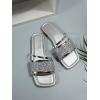 image:imageGORGLITTER Womens Sparkly Flat Sandals Square Open Toe Metallic Slip On Sandals Dressy 2026 TrendySilver