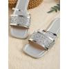 image:imageGORGLITTER Womens Sparkly Flat Sandals Square Open Toe Metallic Slip On Sandals Dressy 2026 TrendySilver