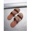 image:imageGORGLITTER Womens Sparkly Glitter Strappy Sandals Dressy Double Strap Pearl Slip on Vacation Wedding Flat SandalsGold Brown