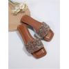 image:imageGORGLITTER Womens Sparkly Jeweled Flat Sandals Dressy Open Toe Glitter Shiny Slippers Slipon ShoesBrown
