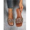 image:imageGORGLITTER Womens Sparkly Jeweled Flat Sandals Dressy Open Toe Glitter Shiny Slippers Slipon ShoesBrown