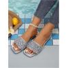 image:imageGORGLITTER Womens Sparkly Jeweled Flat Sandals Dressy Open Toe Glitter Shiny Slippers Slipon ShoesSilver