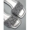image:imageGORGLITTER Womens Sparkly Jeweled Flat Sandals Dressy Open Toe Glitter Shiny Slippers Slipon ShoesSilver