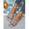 image:imageGORGLITTER Womens Sparkly Jeweled Flat Sandals Dressy Open Toe Glitter Shiny Slippers Slipon ShoesSilver