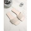 image:imageGORGLITTER Womens Sparkly Jeweled Flat Sandals Dressy Open Toe Glitter Shiny Slippers Slipon ShoesWhite Sequin