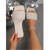 image:imageGORGLITTER Womens Sparkly Jeweled Flat Sandals Dressy Open Toe Glitter Shiny Slippers Slipon ShoesWhite Sequin