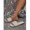 image:imageGORGLITTER Womens Sparkly Jeweled Flat Sandals Dressy Open Toe Glitter Shiny Slippers Slipon ShoesWhite Sequin