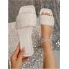image:imageGORGLITTER Womens Sparkly Jeweled Flat Sandals Dressy Open Toe Glitter Shiny Slippers Slipon ShoesWhite Sequins