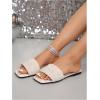 image:imageGORGLITTER Womens Sparkly Jeweled Flat Sandals Dressy Open Toe Glitter Shiny Slippers Slipon ShoesWhite Sequins