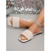 image:imageGORGLITTER Womens Sparkly Jeweled Flat Sandals Dressy Open Toe Glitter Shiny Slippers Slipon ShoesWhite Sequins