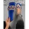 image:imageGORGLITTER Womens Sparkly Rhinestone Flat Sandals Dressy Cute Boho Trendy Square Toe Wedding Summer Slides ShoesRoyal Blue