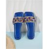 image:imageGORGLITTER Womens Sparkly Rhinestone Flat Sandals Dressy Cute Boho Trendy Square Toe Wedding Summer Slides ShoesRoyal Blue