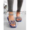 image:imageGORGLITTER Womens Sparkly Rhinestone Flat Sandals Dressy Cute Boho Trendy Square Toe Wedding Summer Slides ShoesRoyal Blue
