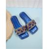 image:imageGORGLITTER Womens Sparkly Rhinestone Flat Sandals Dressy Cute Boho Trendy Square Toe Wedding Summer Slides ShoesRoyal Blue